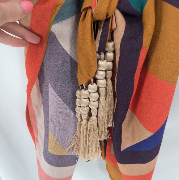 Farm Rio Amanda Rainbow Striped Mini Wrap Keyhole Dress Size Small - Picture 11 of 14